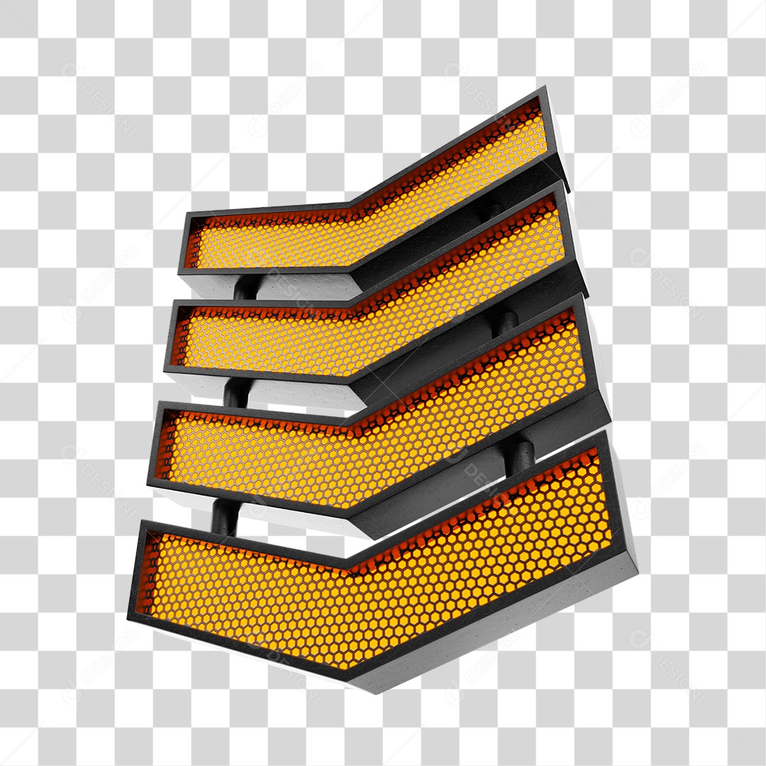 Placa Metálica Luzes Led Acesas PNG Transparente