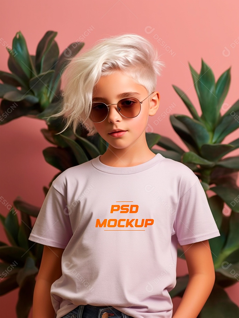 Mockup Camiseta Cinza Infantil PSD Editável