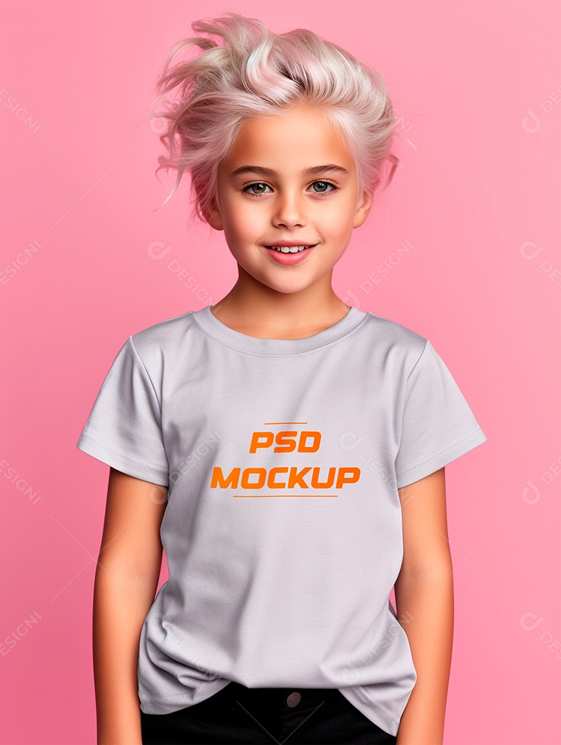 Mockup Camiseta Cinza Infantil PSD Editável