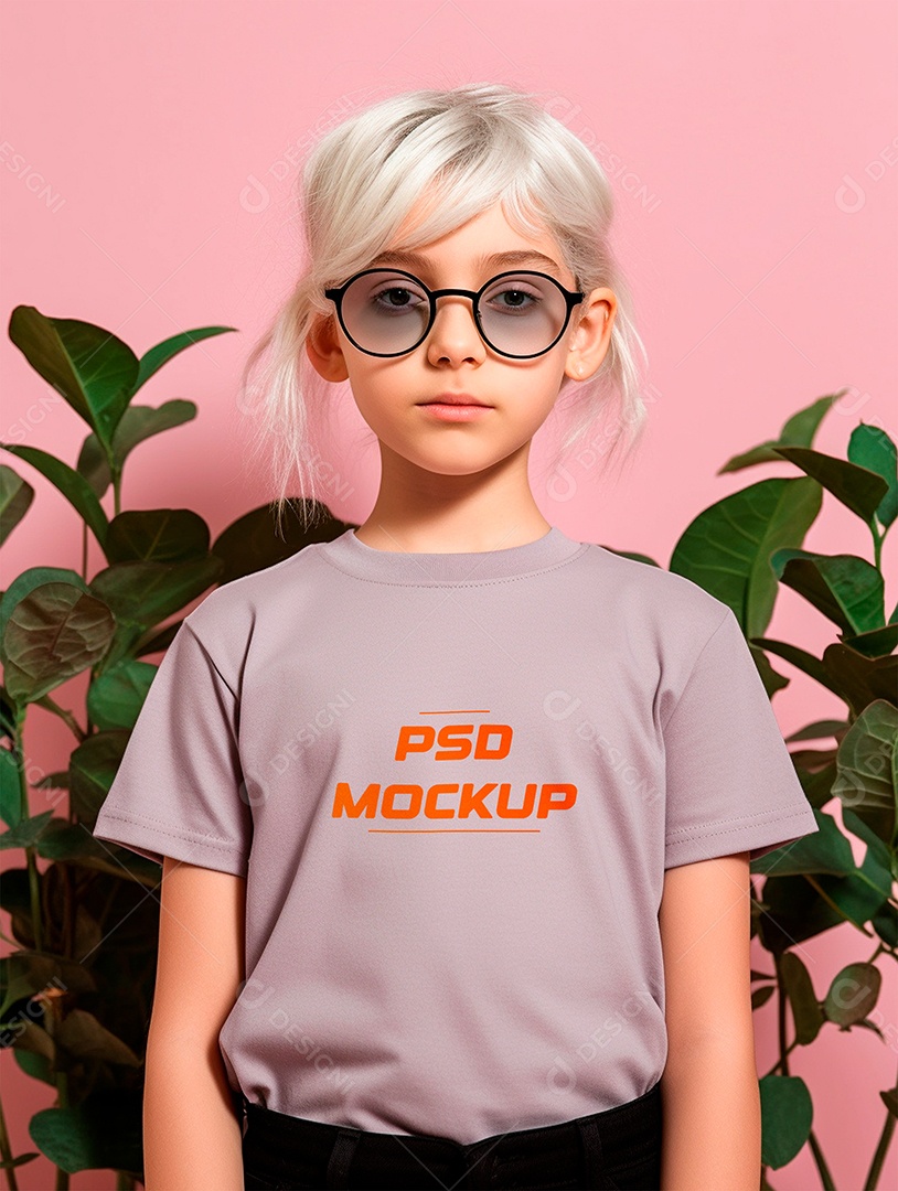 Mockup Camiseta Cinza Infantil PSD Editável