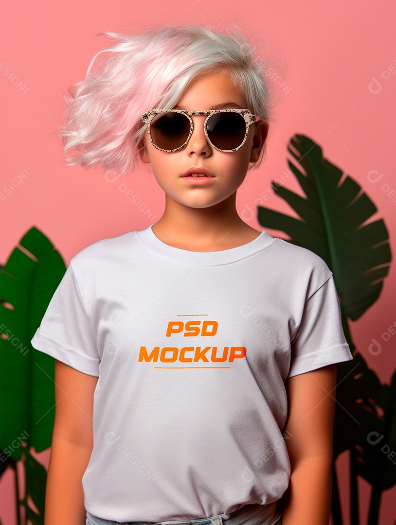 Mockup Camiseta Cinza Infantil PSD Editável