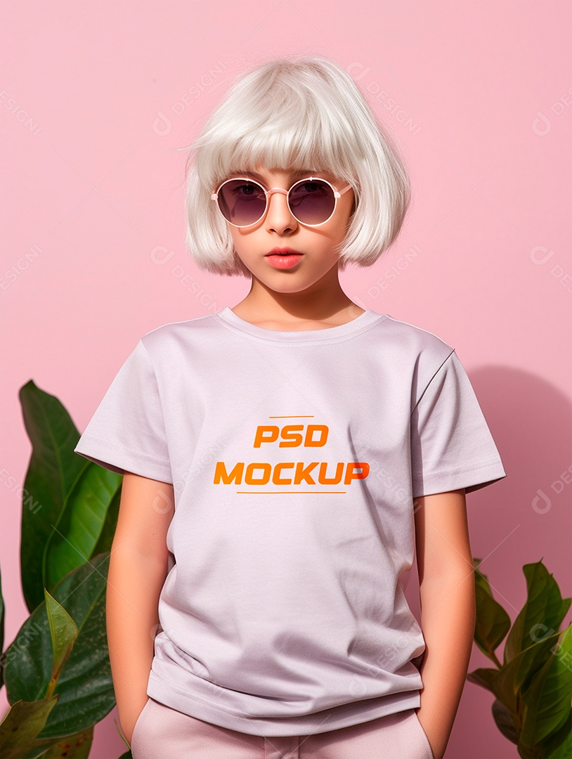 Mockup Camiseta Cinza Infantil PSD Editável