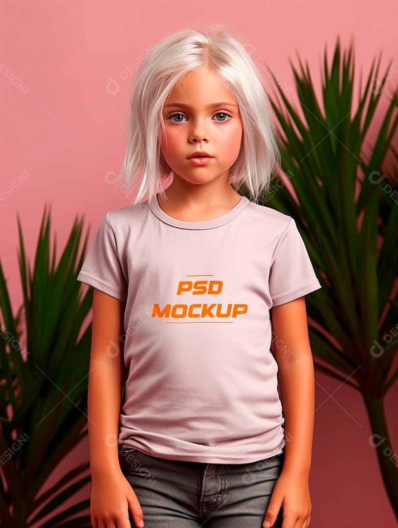 Mockup Camiseta Cinza Infantil PSD Editável
