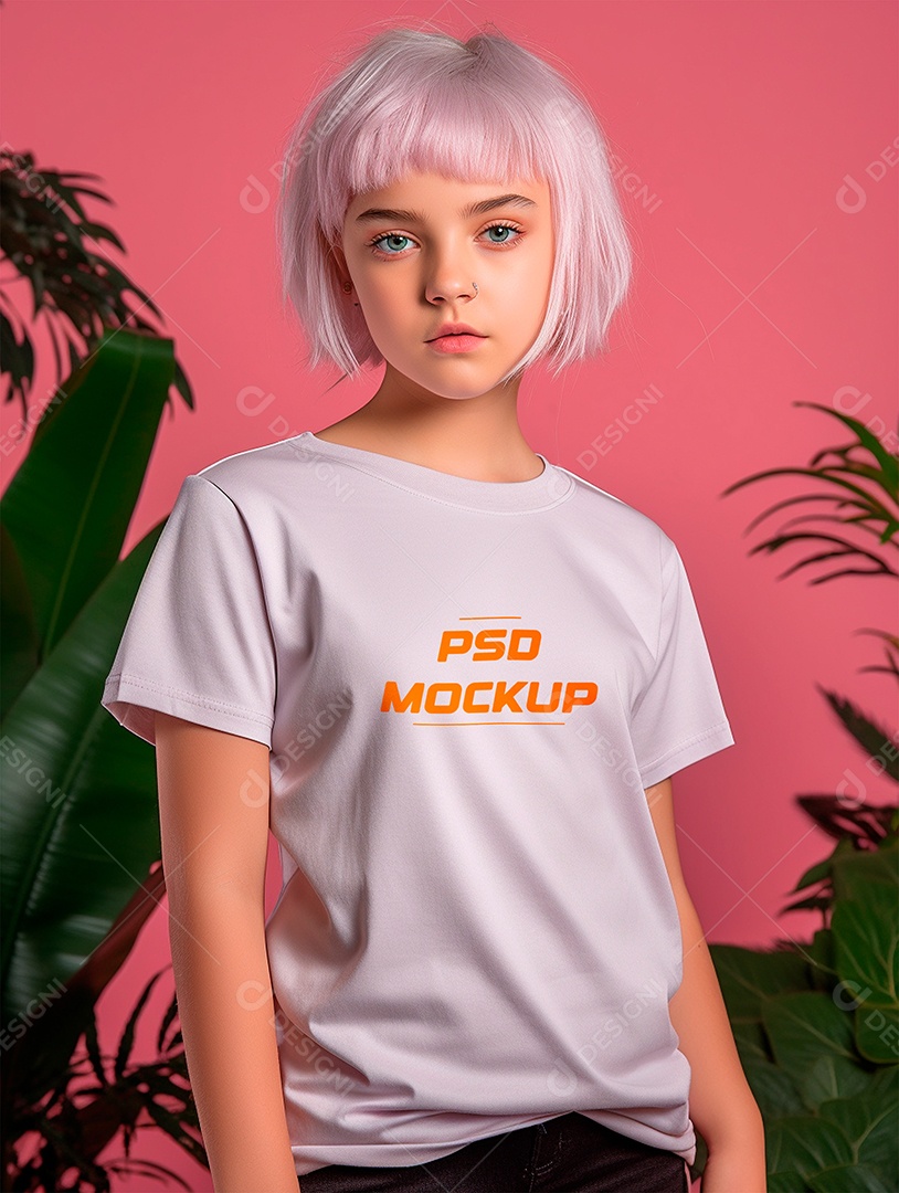 Mockup Camiseta Cinza Infantil PSD Editável