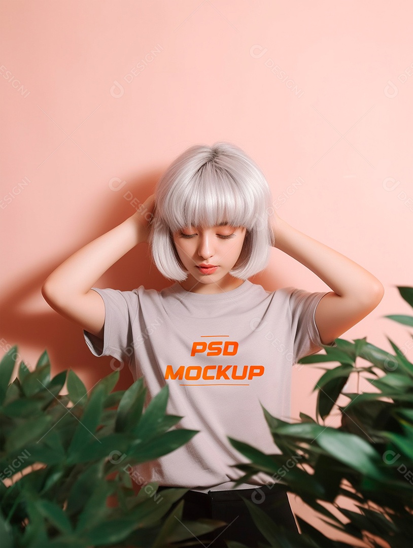 Mockup Camiseta Cinza Infantil PSD Editável