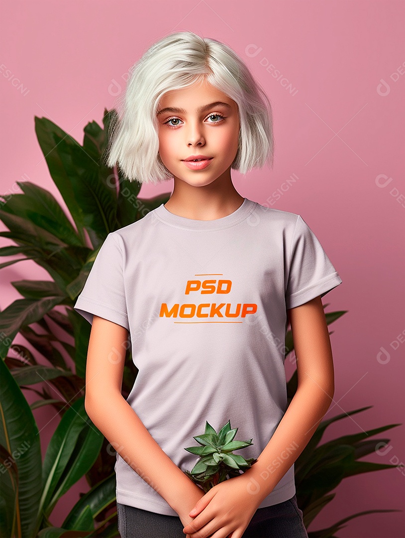Mockup Camiseta Cinza Infantil PSD Editável