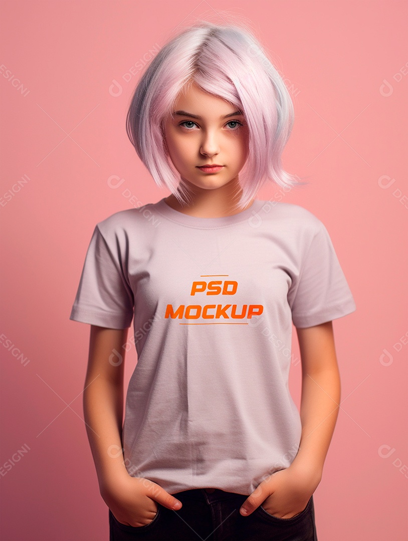 Mockup Camiseta Cinza Infantil PSD Editável