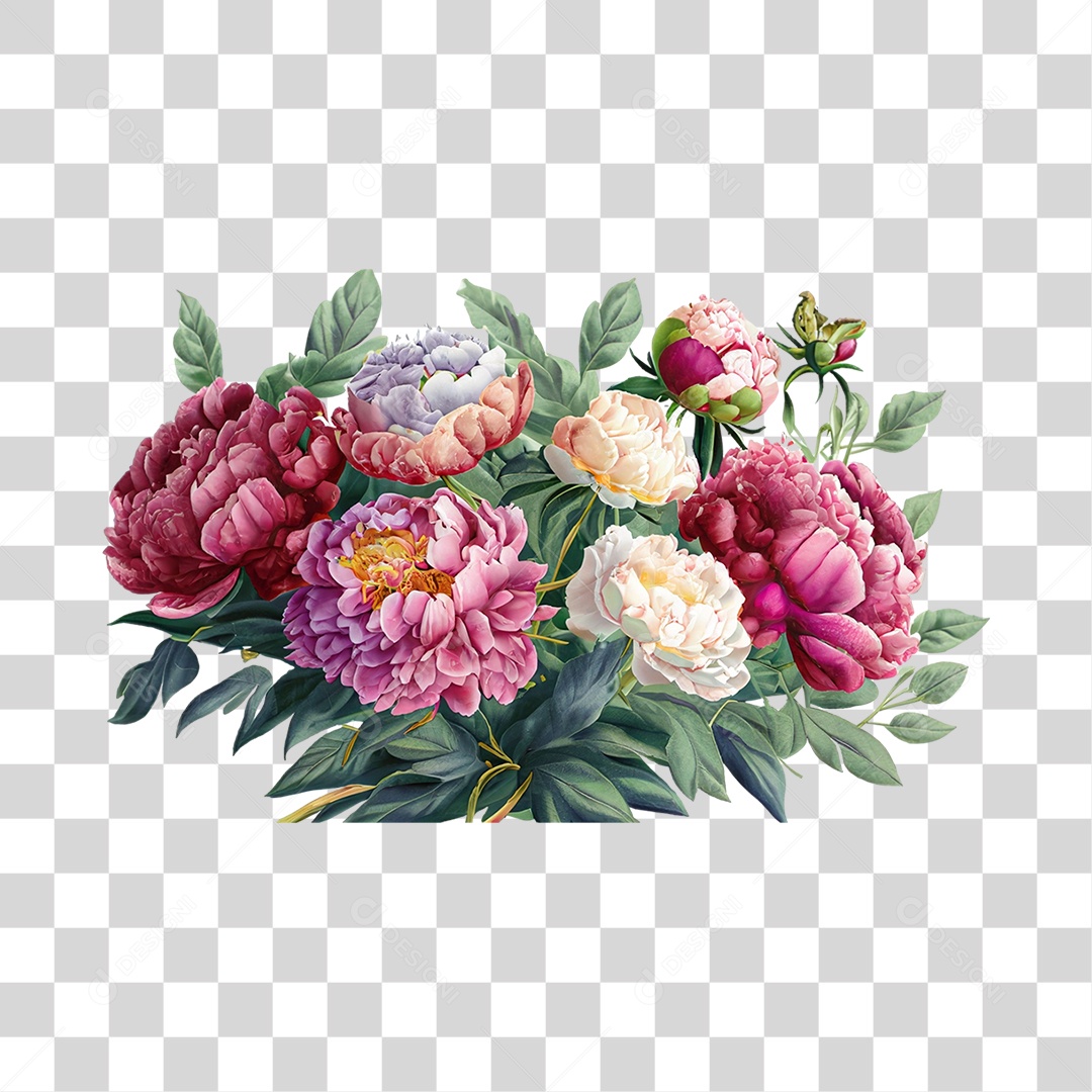 Objeto 3D Buquê de Flores Para Composição PNG Transparente