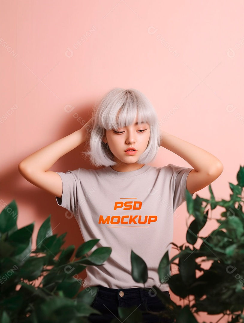 Mockup Camiseta Cinza Infantil PSD Editável