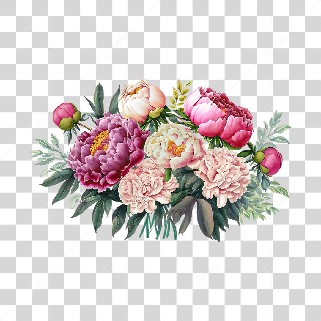 Objeto 3D Buquê de Flores Para Composição PNG Transparente