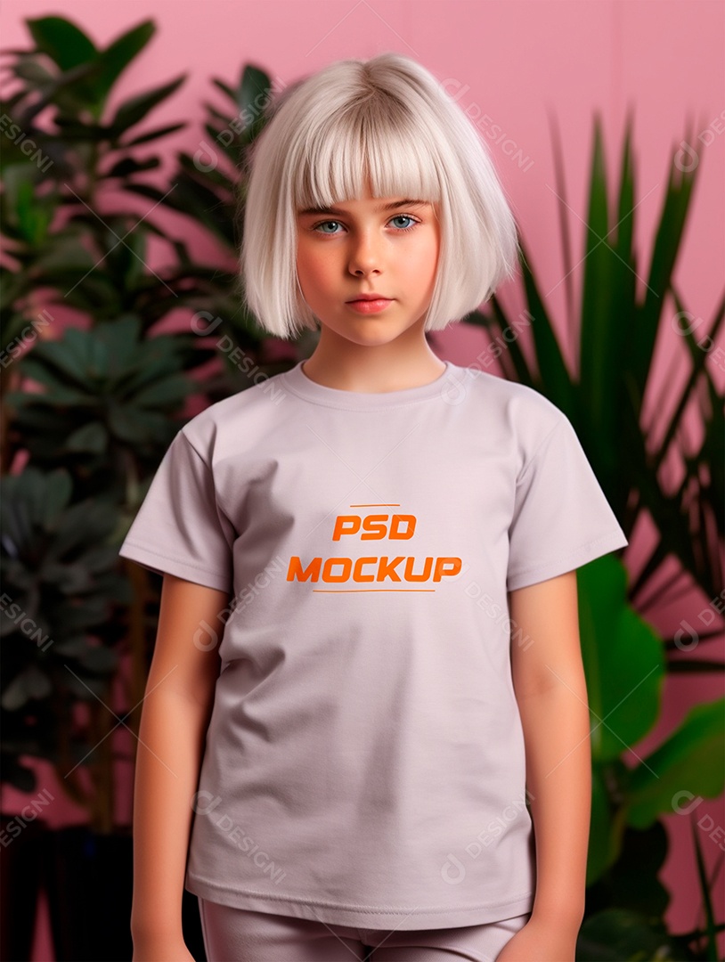 Mockup Camiseta Cinza Infantil PSD Editável