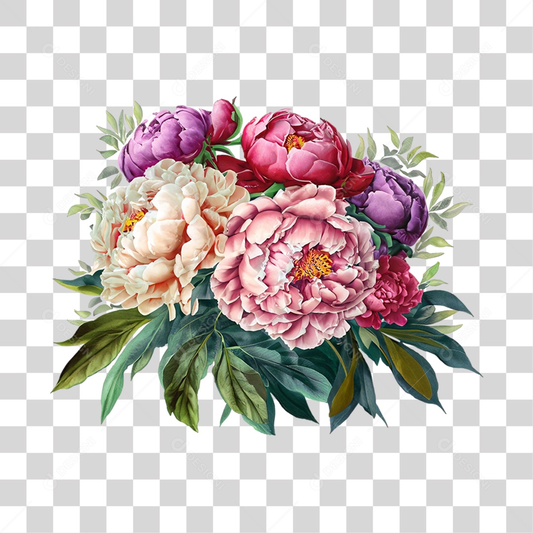 Objeto 3D Buquê de Flores Para Composição PNG Transparente