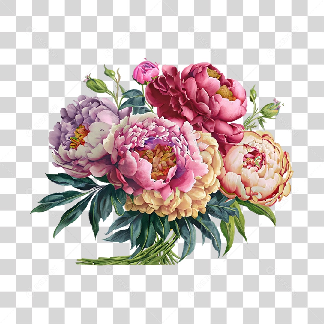 Objeto 3D Buquê de Flores Para Composição PNG Transparente