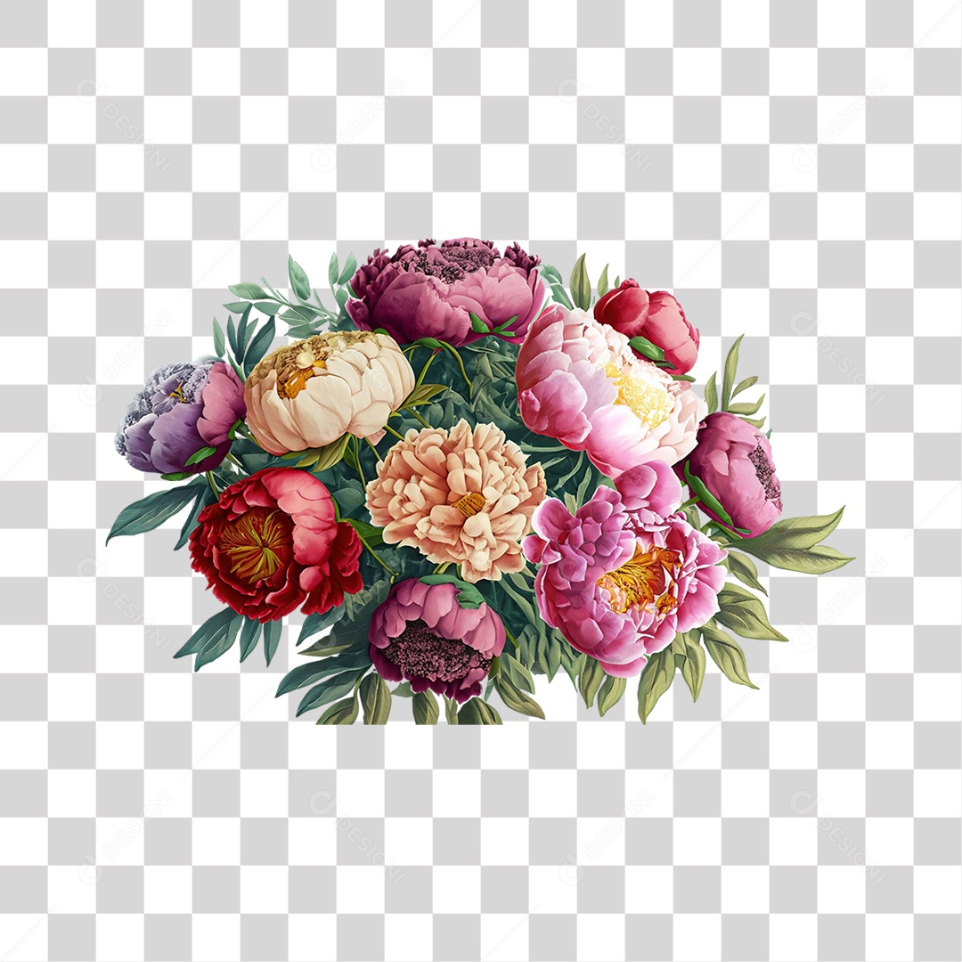 Objeto 3D Buquê de Flores Para Composição PNG Transparente