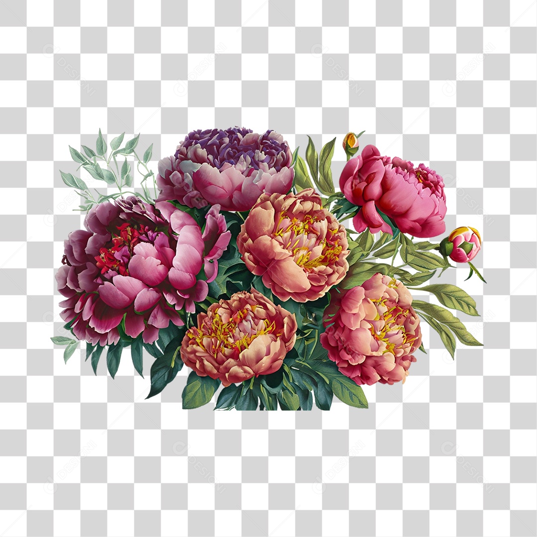 Objeto 3D Buquê de Flores Para Composição PNG Transparente