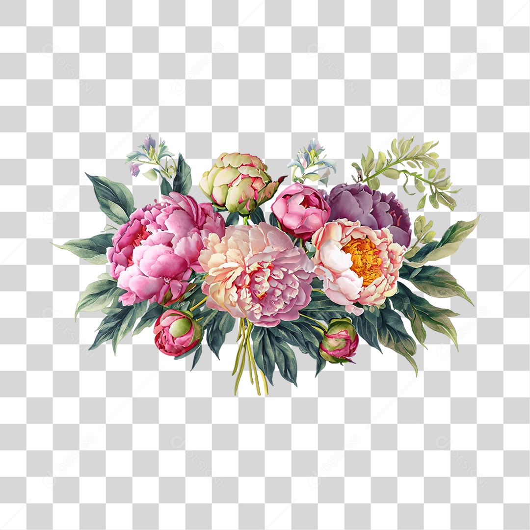 Objeto 3D Buquê de Flores Para Composição PNG Transparente