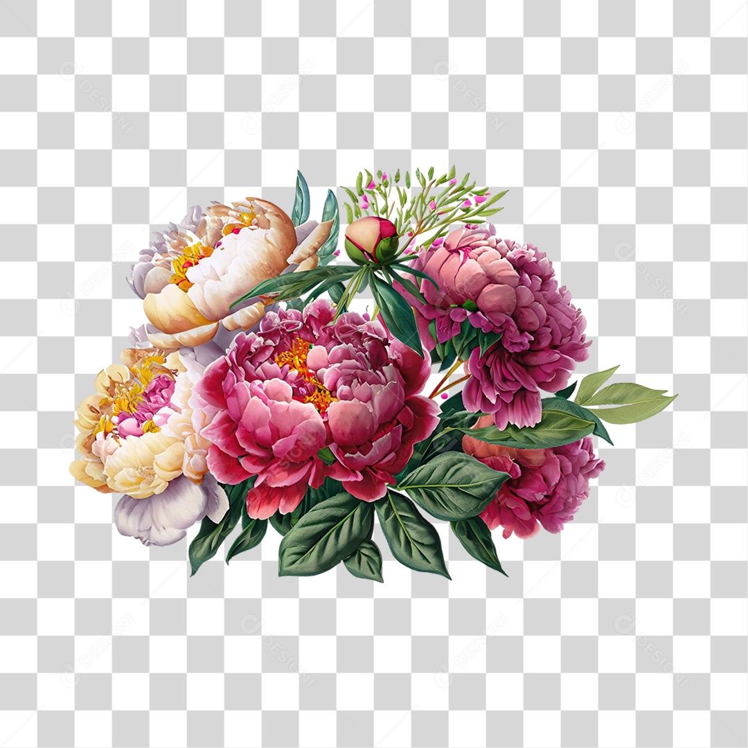 Objeto 3D Buquê de Flores Para Composição PNG Transparente