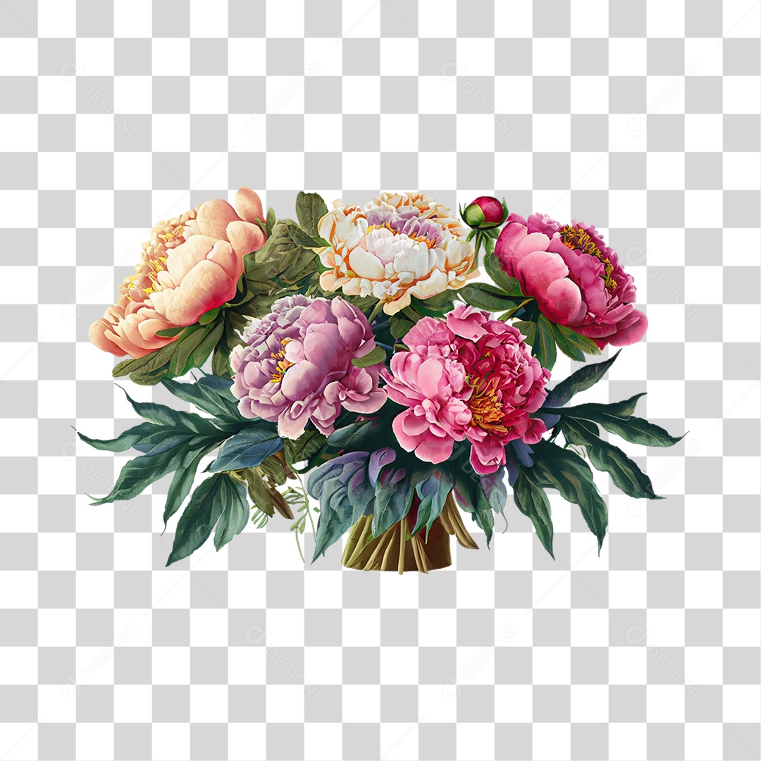 Objeto 3D Buquê de Flores Para Composição PNG Transparente