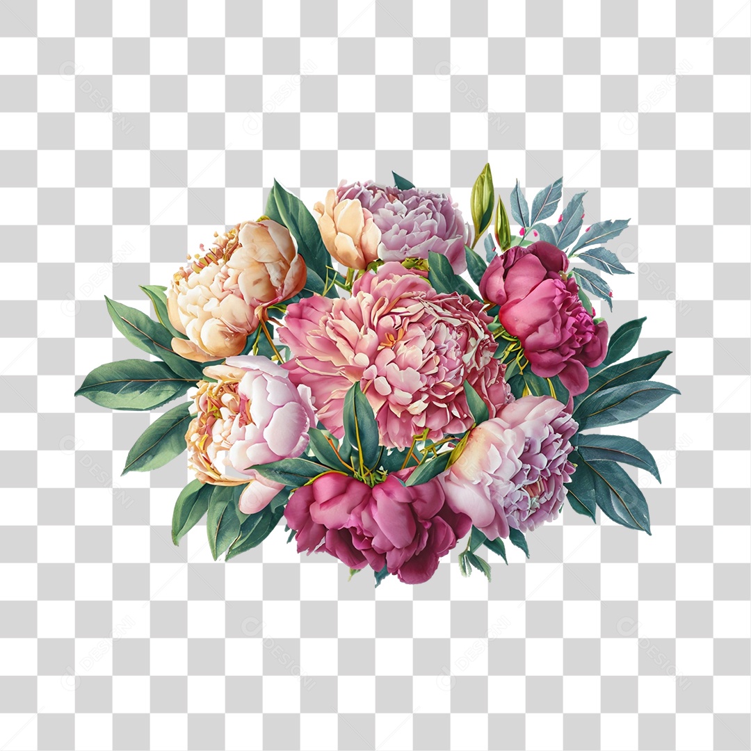 Objeto 3D Buquê de Flores Para Composição PNG Transparente