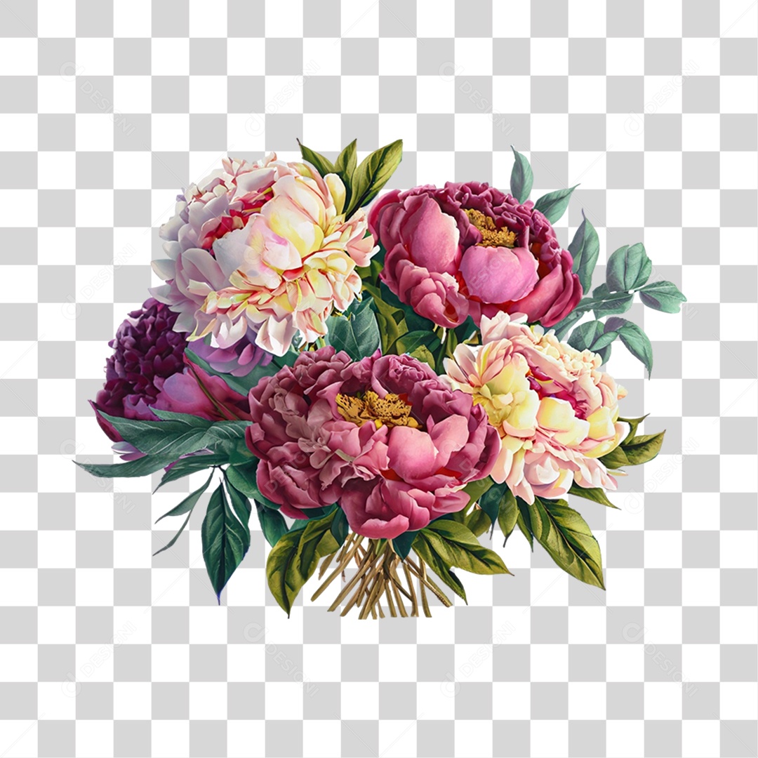 Objeto 3D Buquê de Flores Para Composição PNG Transparente