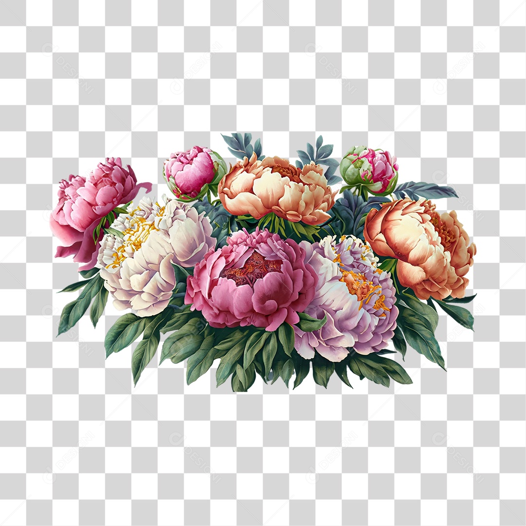 Objeto 3D Buquê de Flores Para Composição PNG Transparente