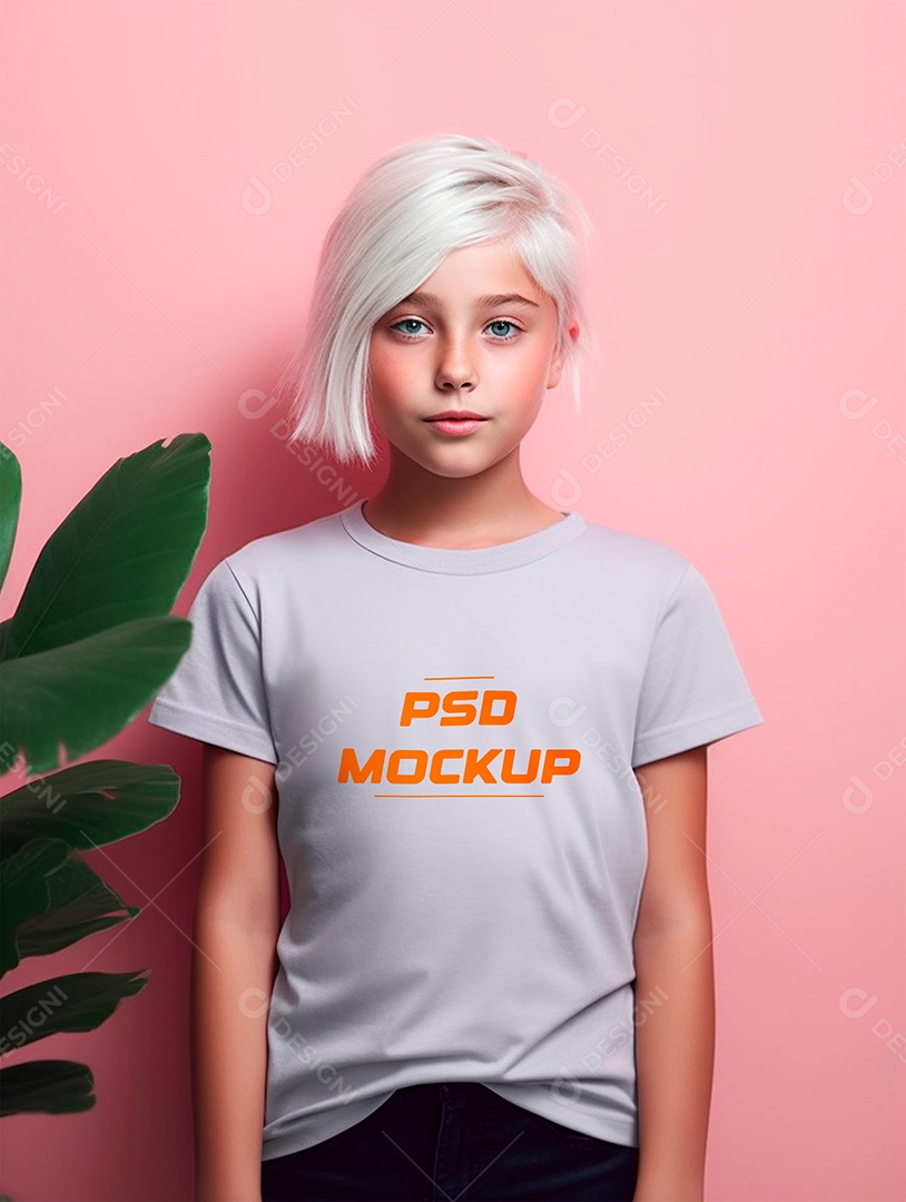 Mockup Camiseta Cinza Infantil PSD Editável