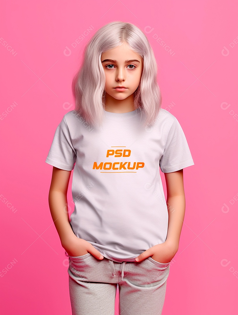 Mockup Camiseta Cinza Infantil PSD Editável