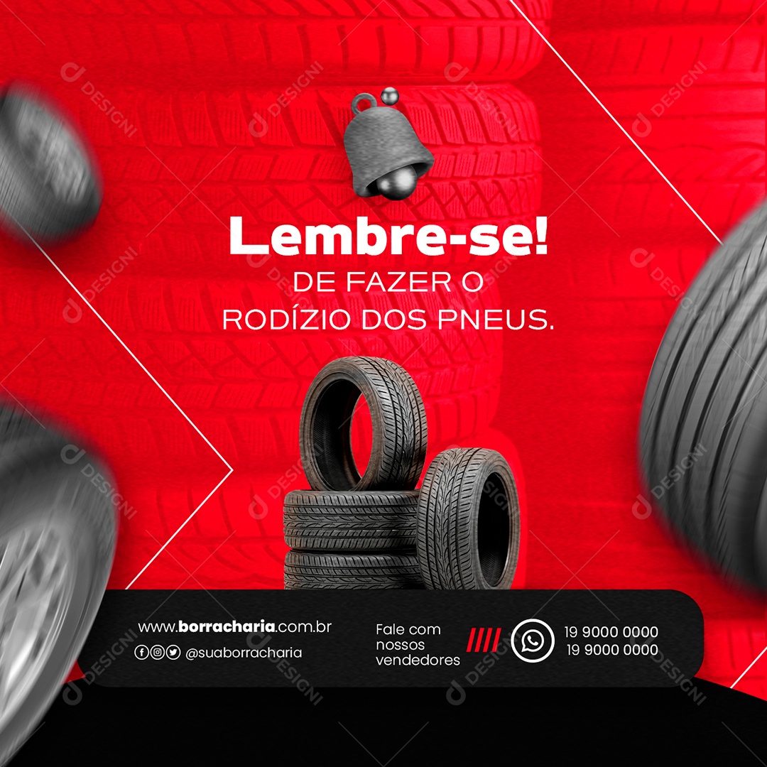 Lembre-Se De Fazer O Rodízio Dos Pneus Oficina Mecânica Social Media PSD Editável