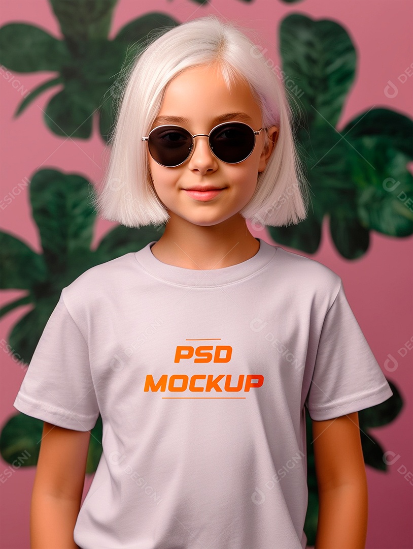 Mockup Camiseta Cinza Infantil PSD Editável