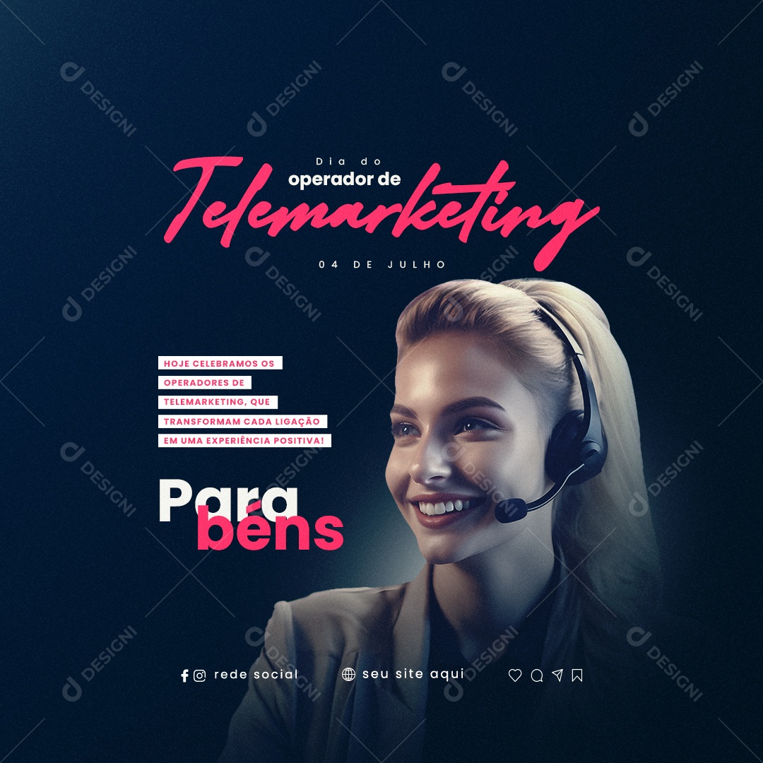 Hoje Celebramos Parabéns Dia Do Operador De Telemarketing Social Media PSD Editável