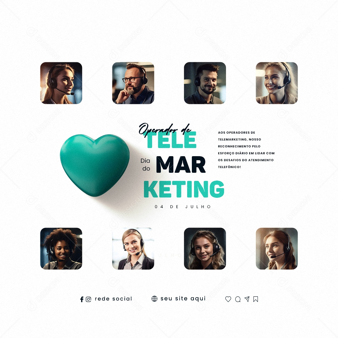 Dia Do Operador De Telemarketing 04 De Julho Social Media PSD Editável