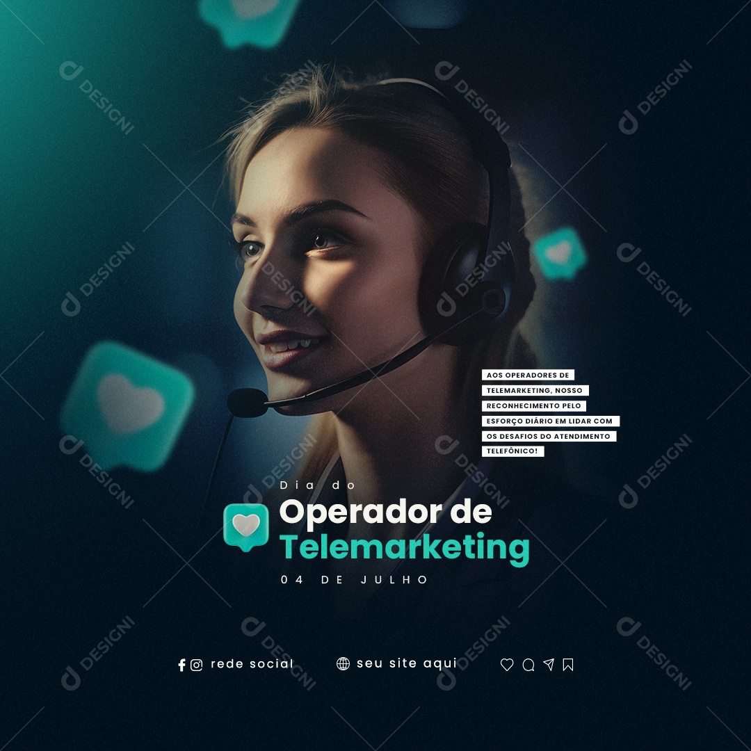 Nosso Reconhecimento Pelo Esforço Dia Do Operador De Telemarketing Social Media PSD Editável