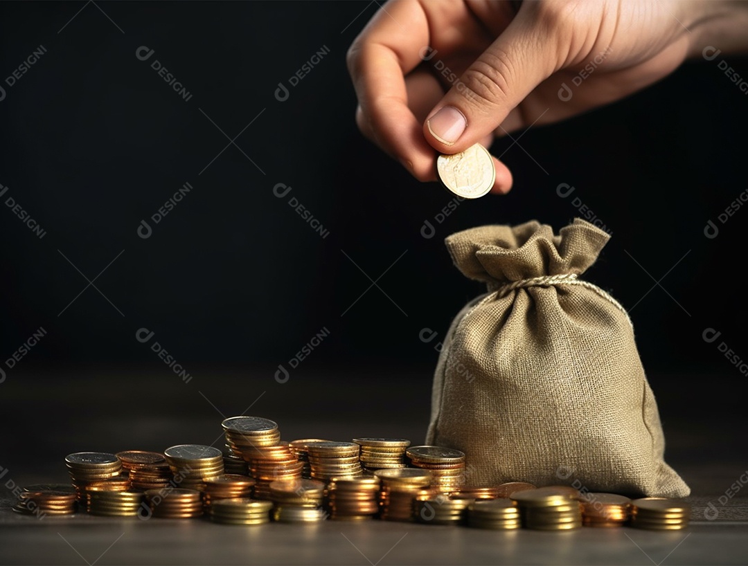 Saco cheio com moedas