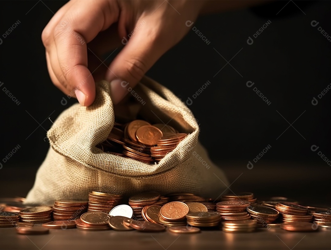 Saco cheio com moedas