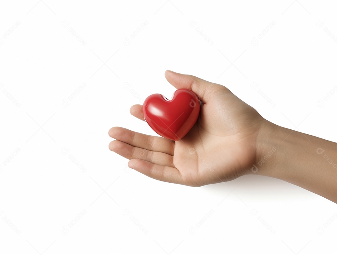 Mãos segurando coração vermelho