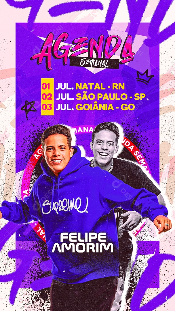 Story Agenda Flyer Semanal Social Media PSD Editável