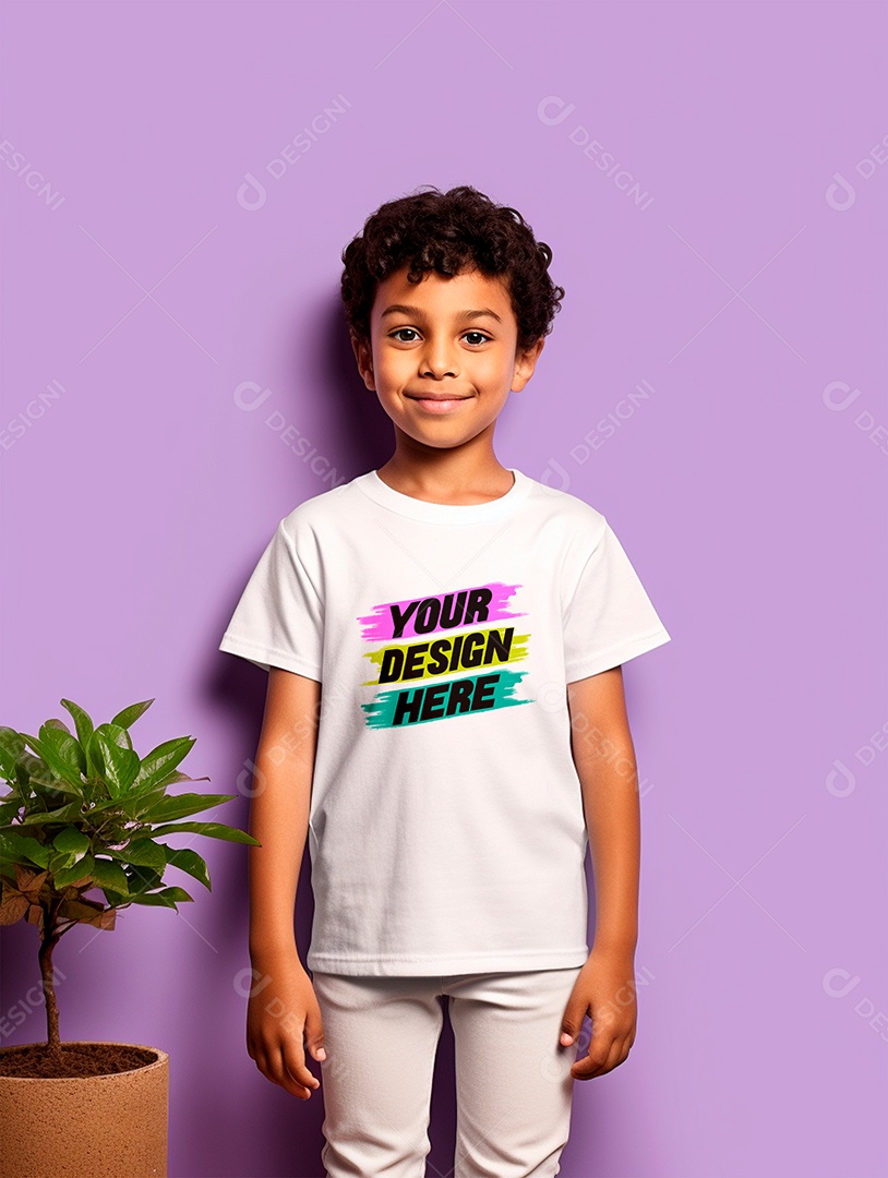 Mockup. White T-shirt Infantil PSD Editable