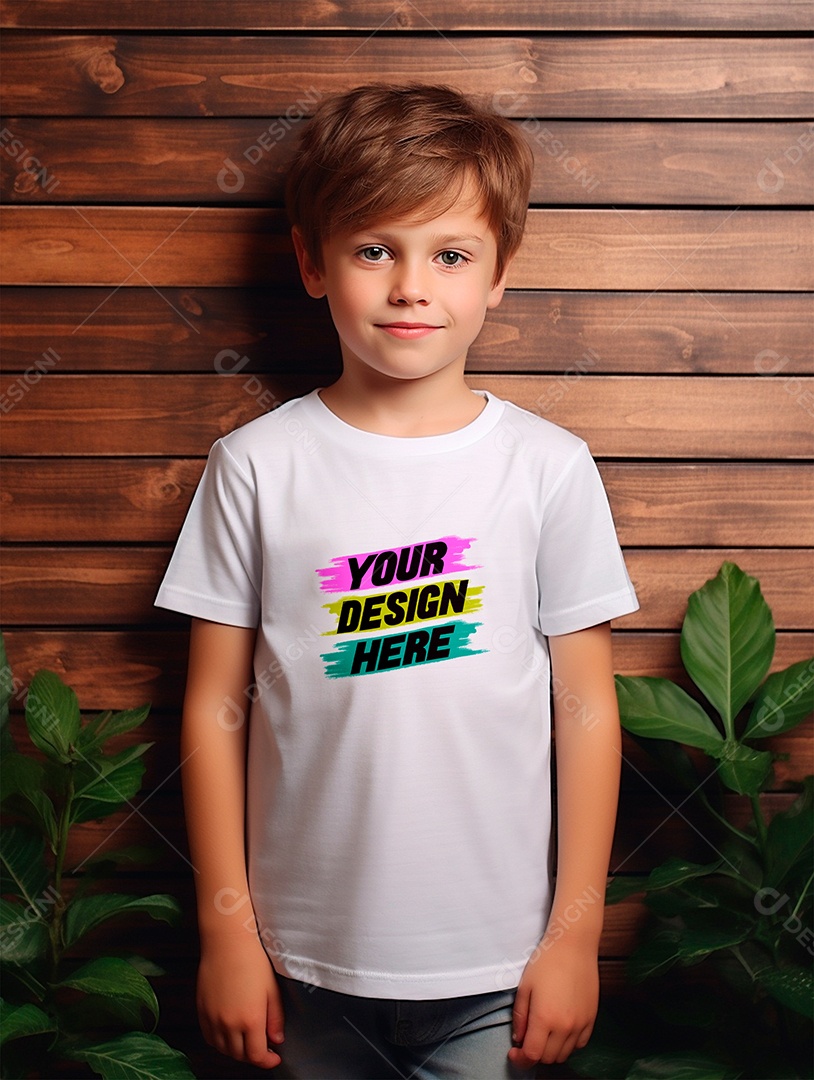 Mockup. White T-shirt Infantil PSD Editable