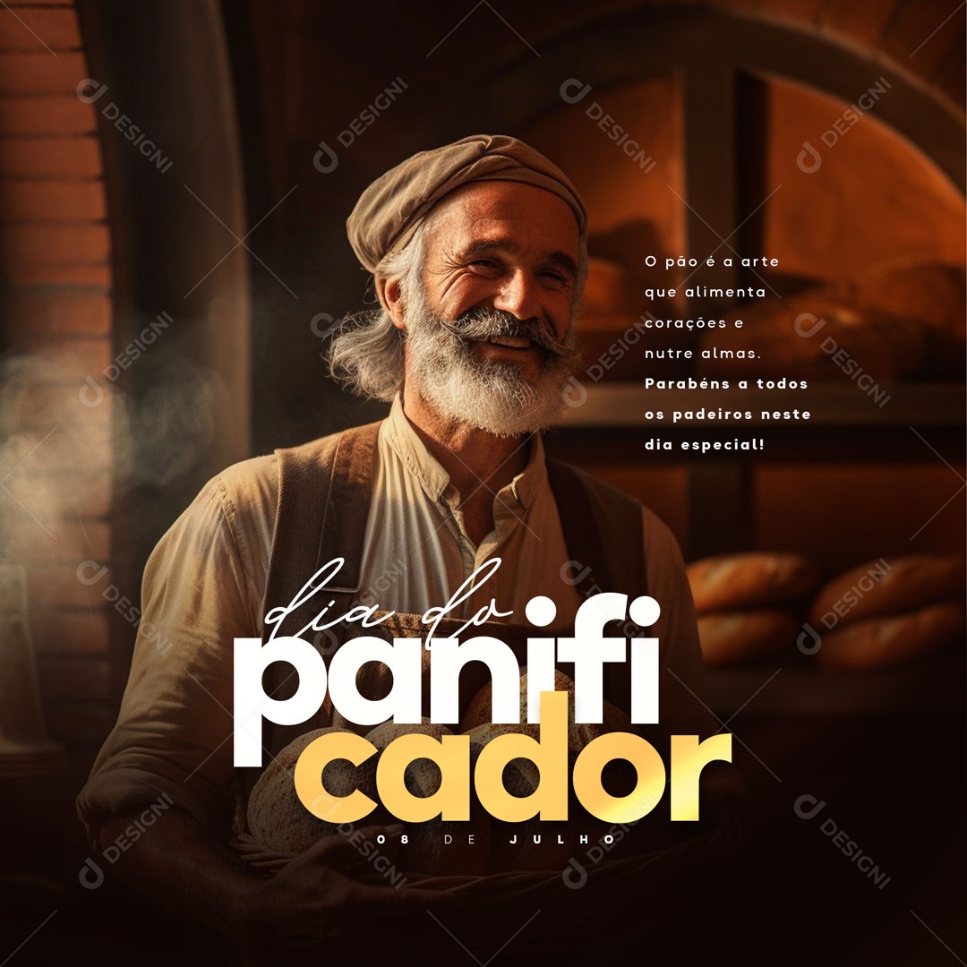 Dia Do panificador 08 de Julho Alimenta Corações Social Media PSD Editável