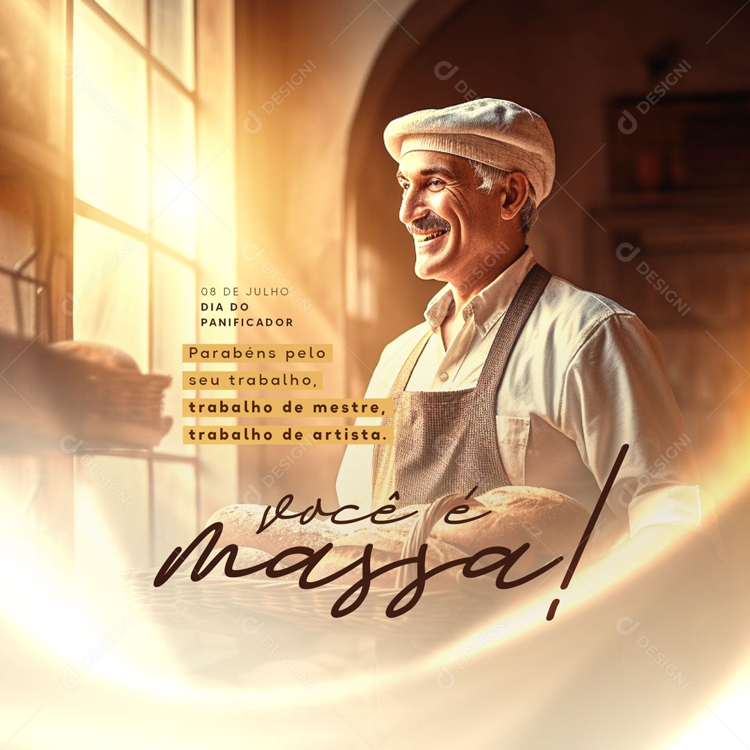 Social Media 08 De Julho Dia Do Panificador Você é Massa PSD Editável