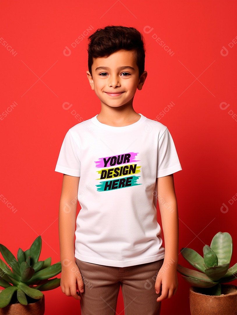 Mockup. White T-shirt Infantil PSD Editable