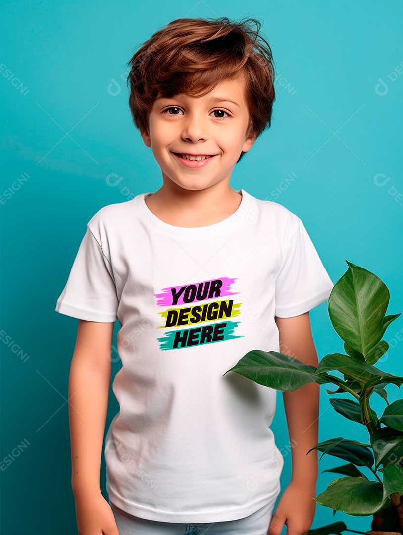Mockup. White T-shirt Infantil PSD Editable