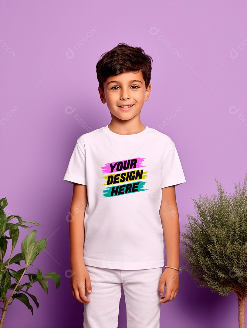Mockup. White T-shirt Infantil PSD Editable