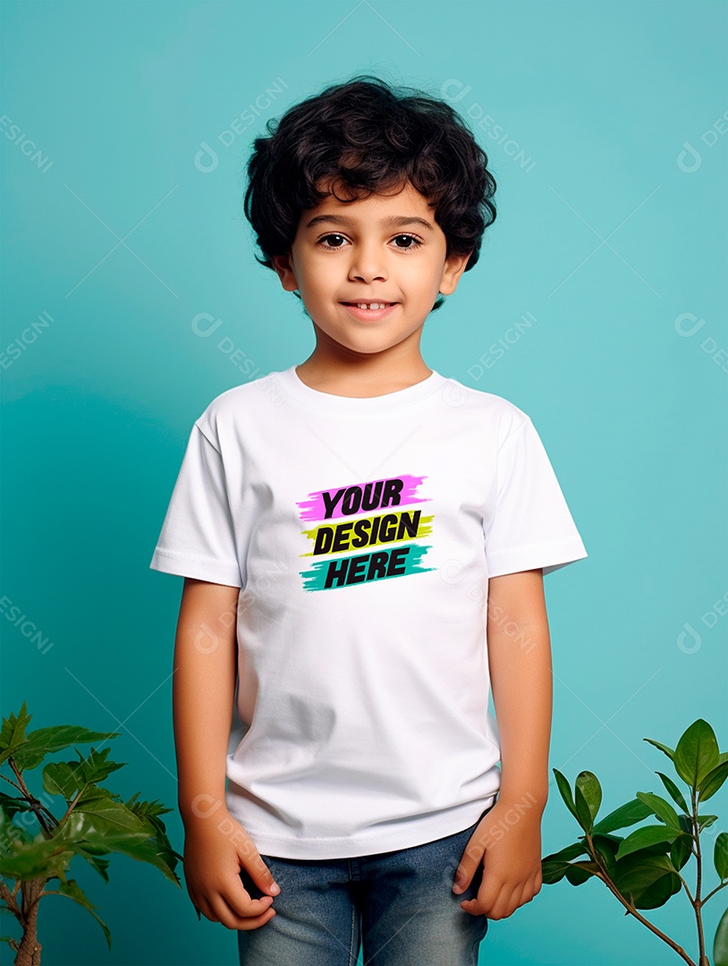 Mockup. White T-shirt Infantil PSD Editable