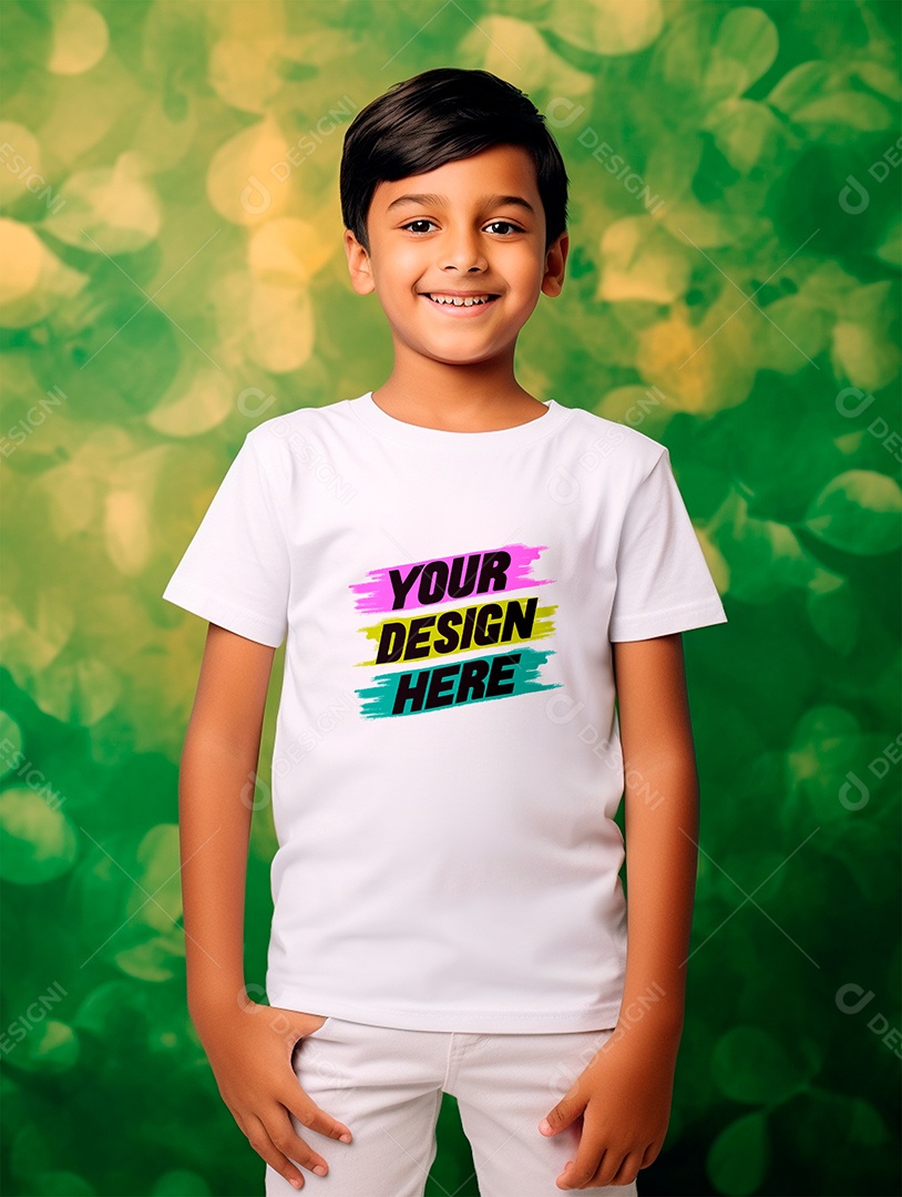 Mockup. White T-shirt Infantil PSD Editable