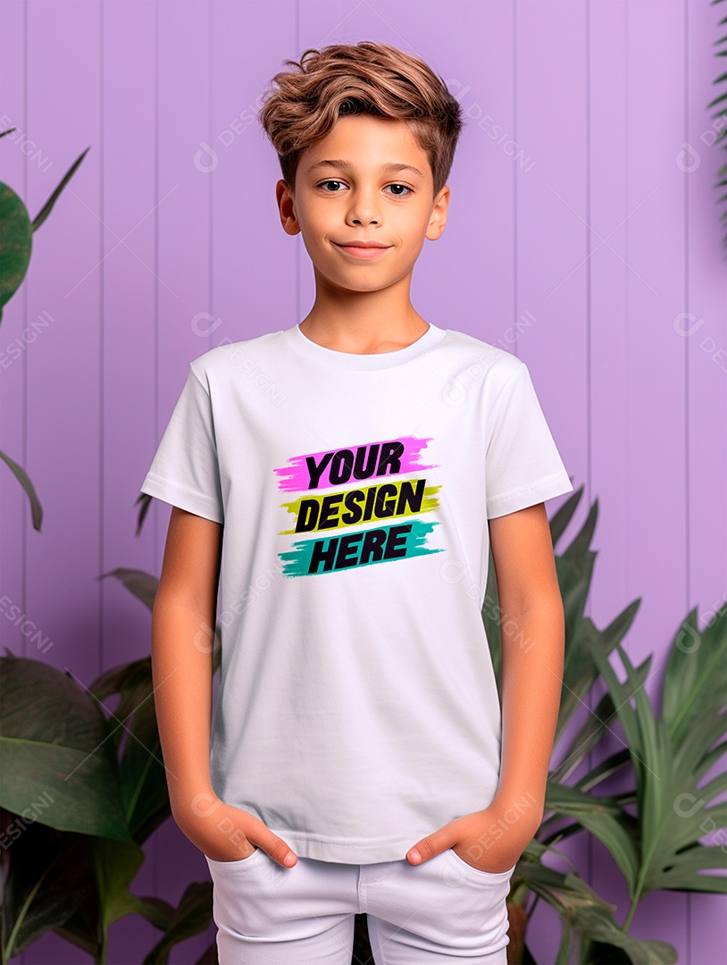 Mockup Camiseta Branca Infantil PSD Editável