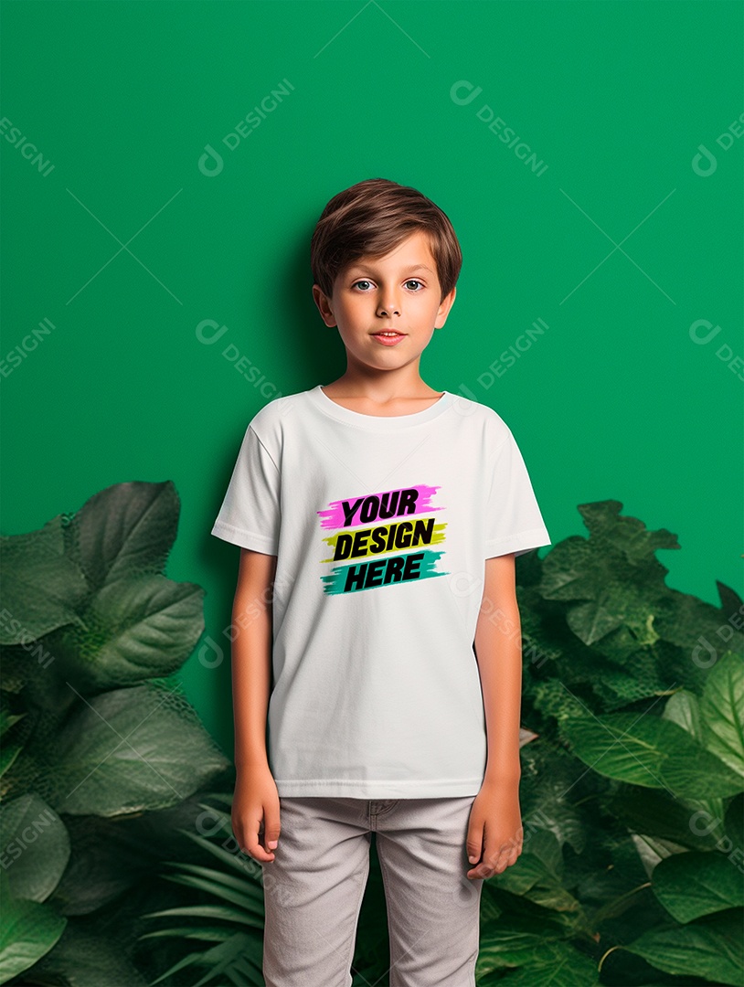 Mockup. White T-shirt Infantil PSD Editable