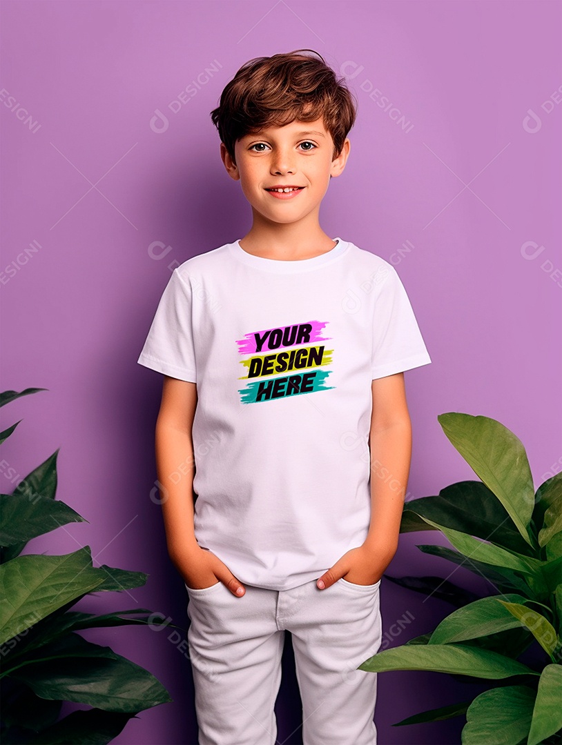 Mockup. White T-shirt Infantil PSD Editable