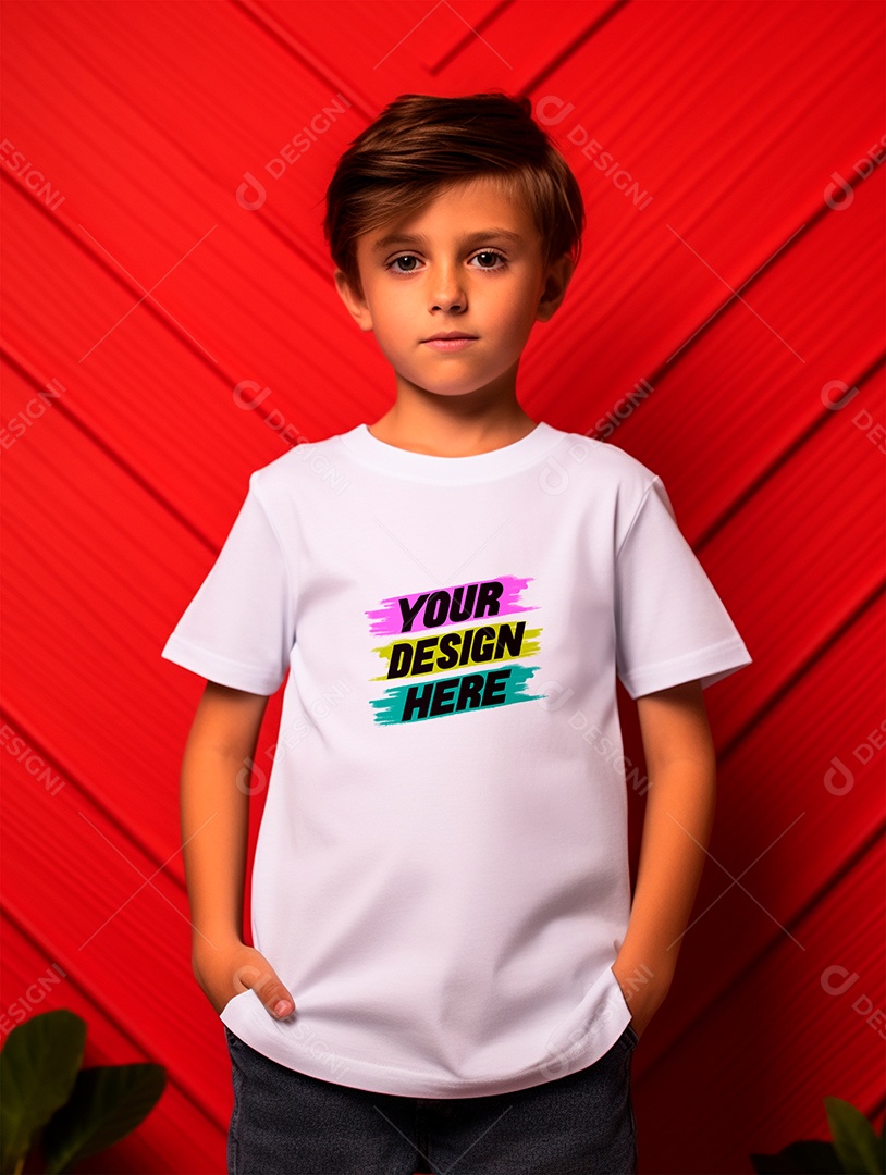 Mockup. White T-shirt Infantil PSD Editable