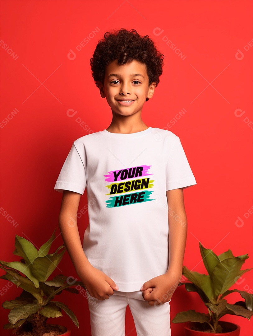 Mockup. White T-shirt Infantil PSD Editable